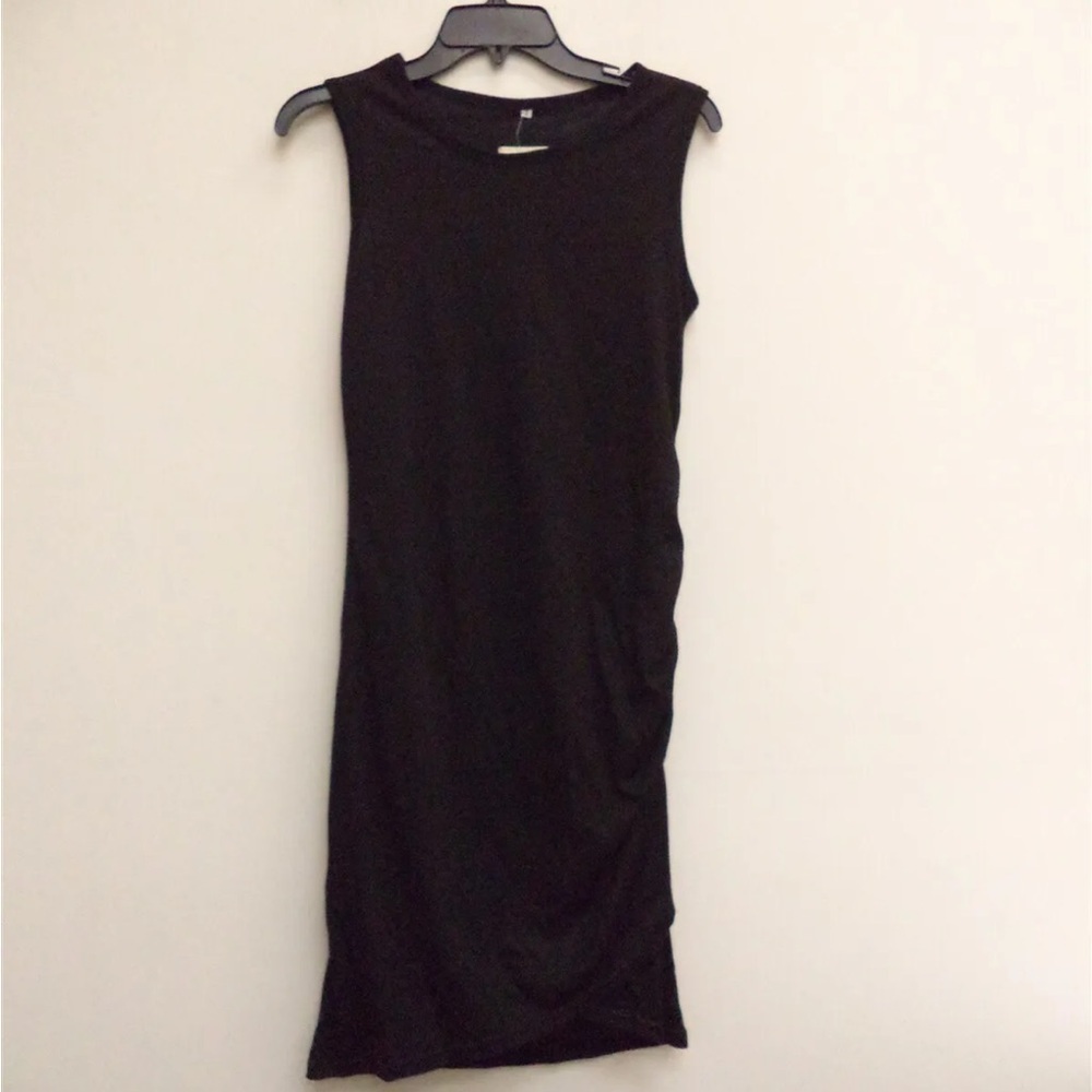 BTFBM Women's Sleeveless Ruched Stretchy‎ Bodycon Dress Black Small